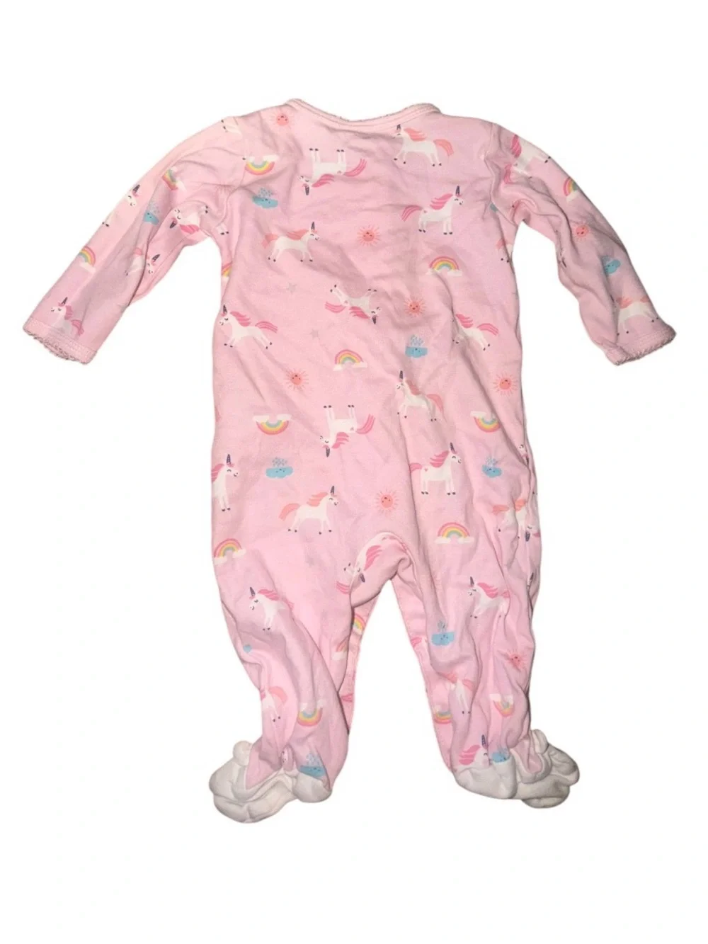Carter's Pink Unicorn & Rainbow Footed One-Piece 100% cotton